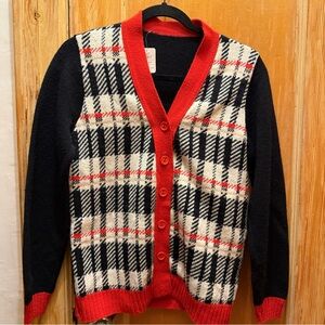 Vintage Plaid Sweater Cardigan